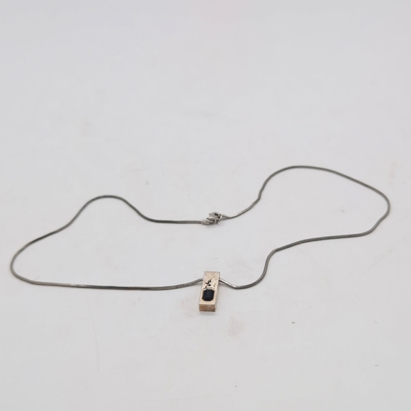 Elegant Vintage Diddl Black and Silver Pendant Necklace 16in - Picture 2 of 5